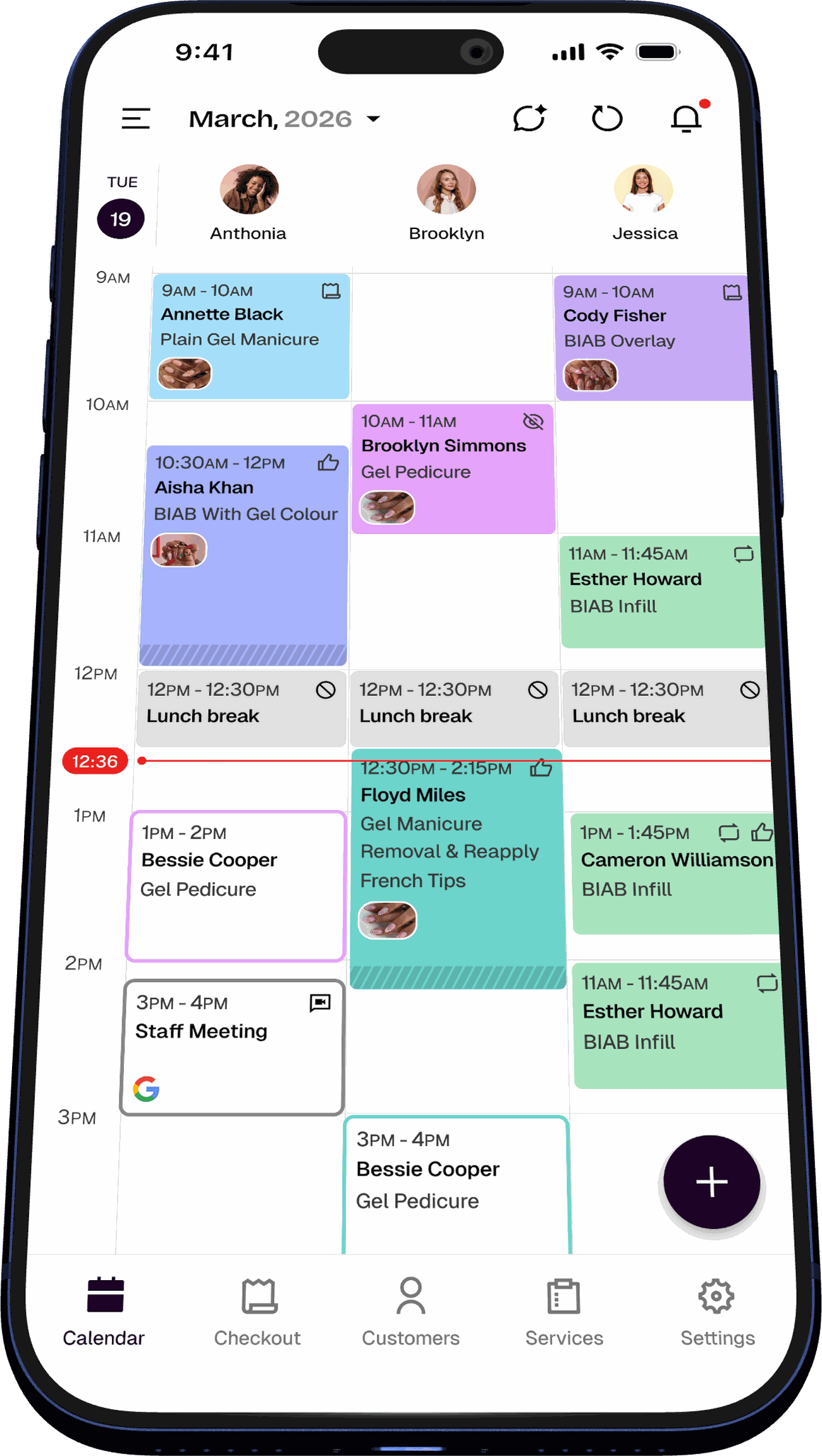 The Polishpad booking calendar on a phone